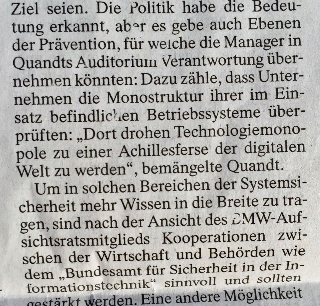 Stefan Quandt laut FAZ: Technologiemonopole werden zur Achillesferse der digitale Welt