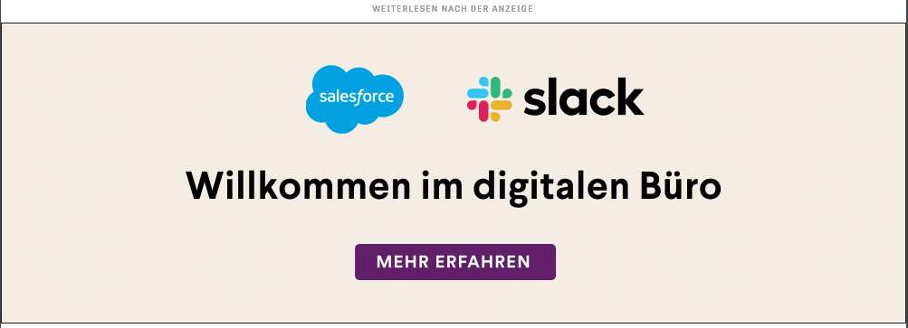Anzeige von Salesforce auf zeit.de