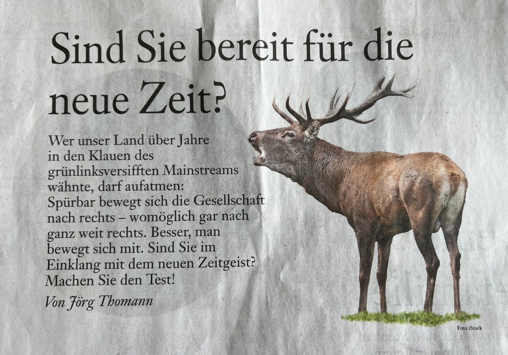 Witzig oder ernst gemeint? Multiple-Choice-Test in der Frankfurter Allgemeinen Sonntagszeitung vom 27. September 2025: Wie kann man als seriöser Journalist schreiben: "Besser, man bewegt sich mit." Geht es noch?